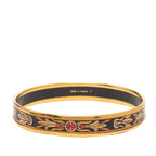 Hermes Enamel PM Cloisonne Bangle Gold Black Multicolor Plated Bracelet