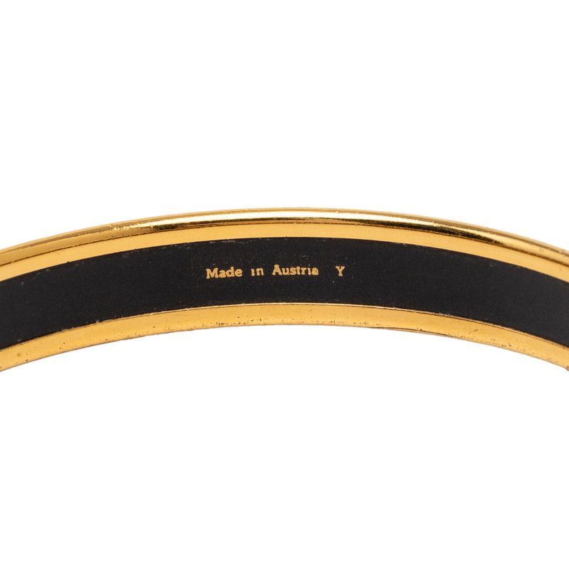 Hermes Enamel PM Cloisonne Bangle Gold Black Multicolor Plated Bracelet