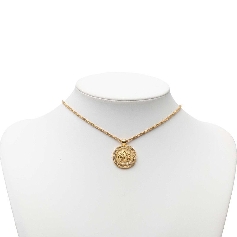 Dior Logo Emblem Round Necklace