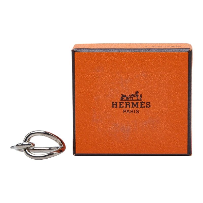 Hermes Jumbo Scarf Ring Silver Metal