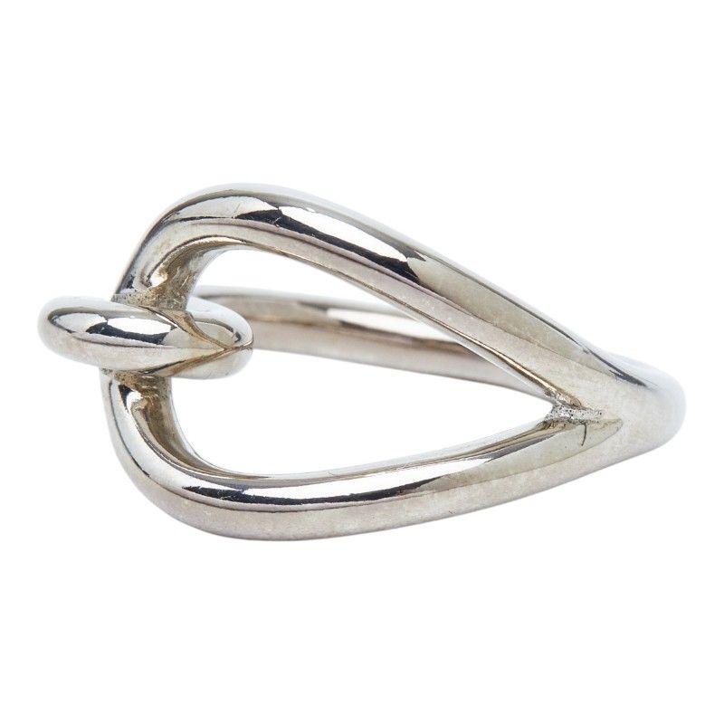 Hermes Jumbo Scarf Ring Silver Metal
