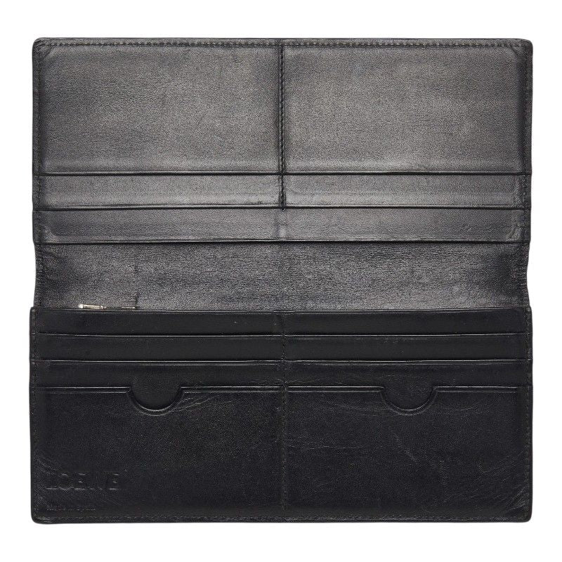 Loewe Anagram Linen Wallet Black Leather