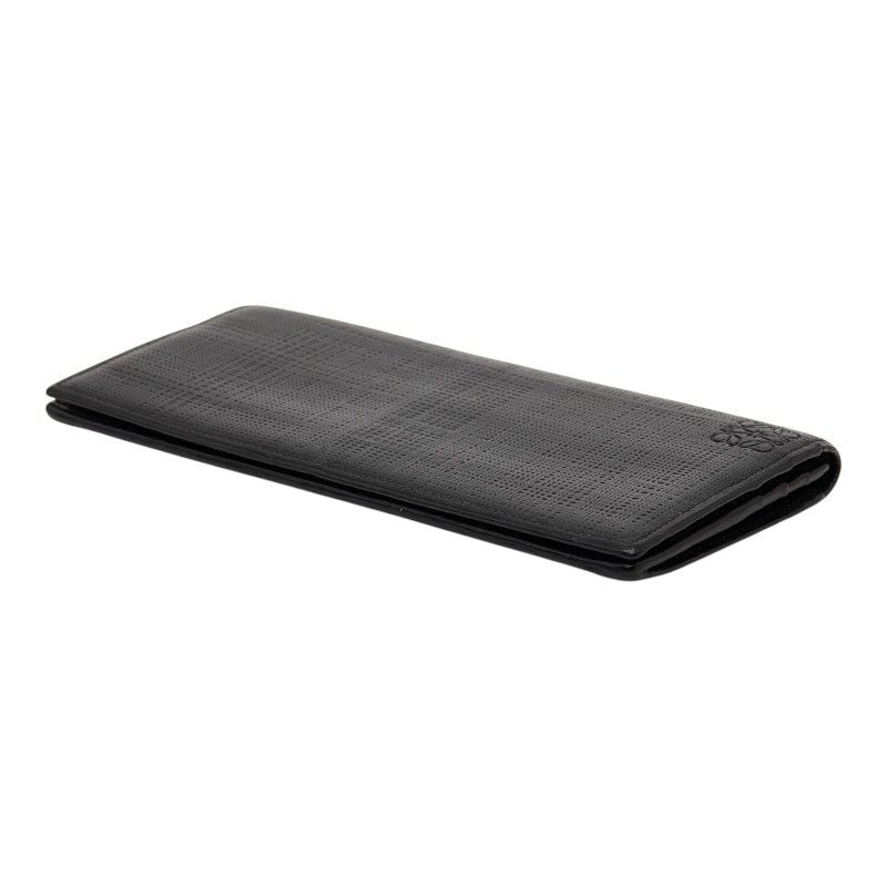 Loewe Anagram Linen Wallet Black Leather