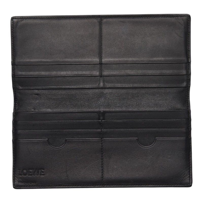 Loewe Anagram Linen Wallet Black Leather