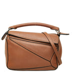 Loewe Anagram Puzzle Mini 2-Way Shoulder Bag Brown Leather