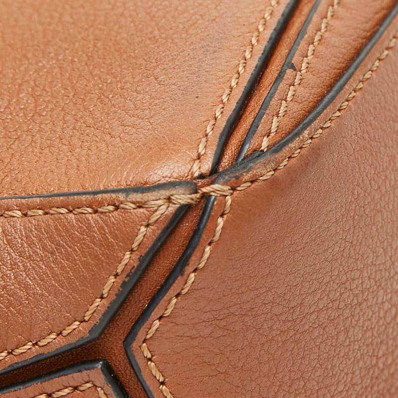 Loewe Anagram Puzzle Mini 2-Way Shoulder Bag Brown Leather