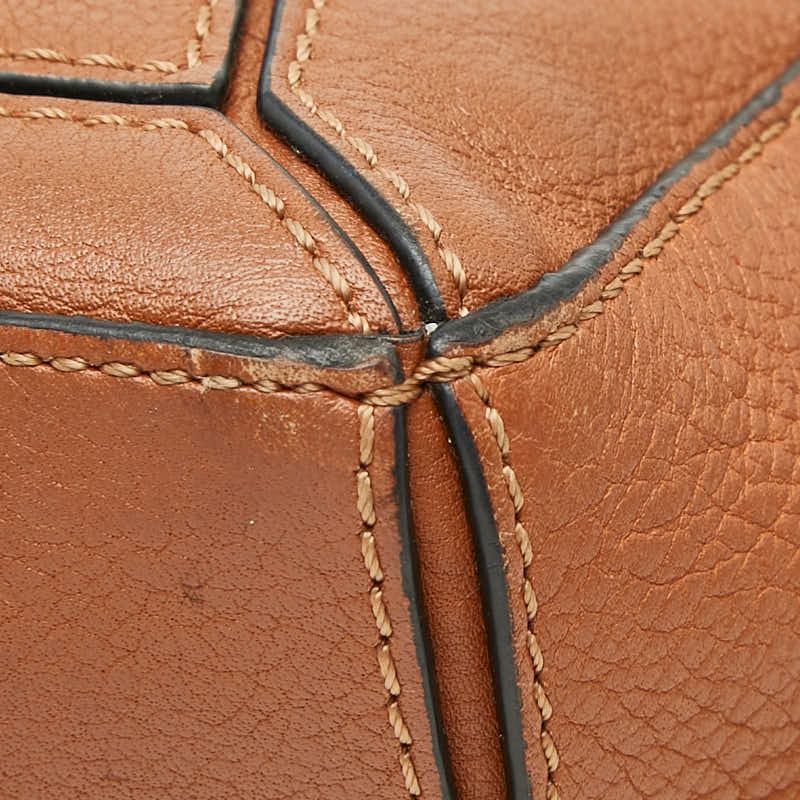 Loewe Anagram Puzzle Mini 2-Way Shoulder Bag Brown Leather