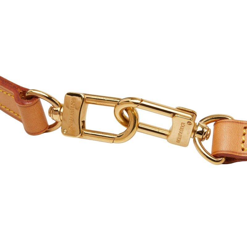 Louis Vuitton Shoulder Strap Beige Gold Leather Plated