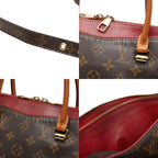 Louis Vuitton Monogram Pallas MM 2-Way Shoulder Bag Brown Red Leather