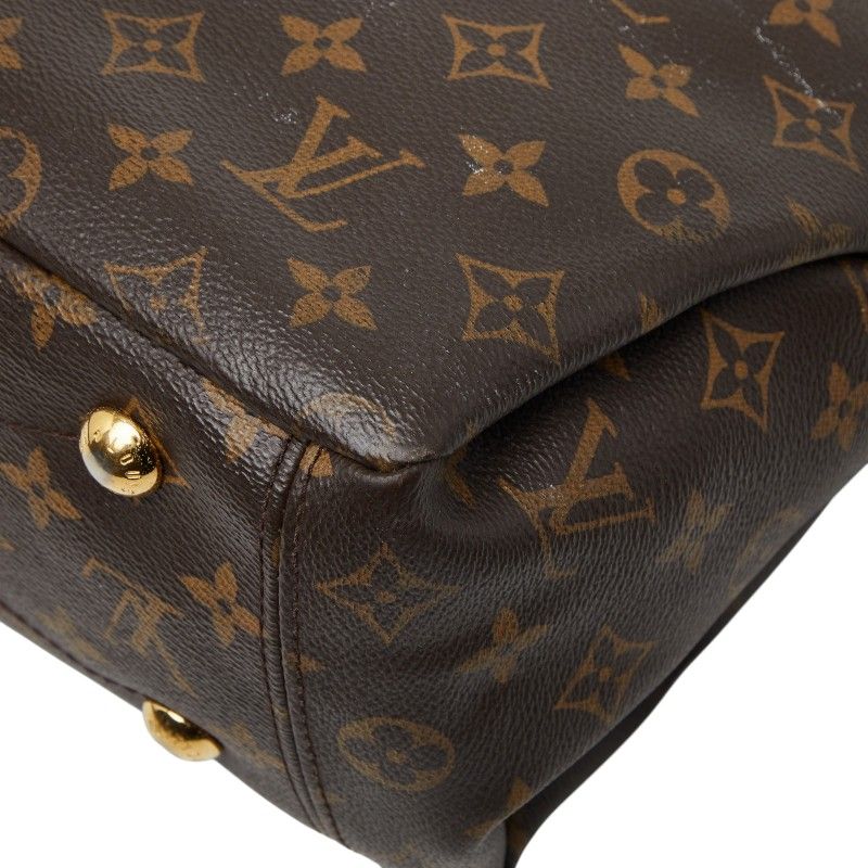 Louis Vuitton Monogram Pallas MM 2-Way Shoulder Bag Brown Red Leather