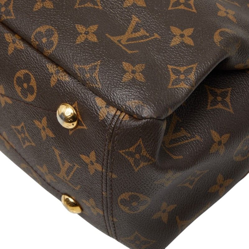 Louis Vuitton Monogram Pallas MM 2-Way Shoulder Bag Brown Red Leather
