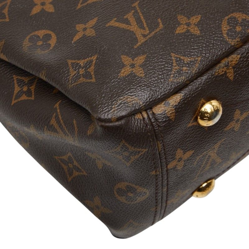 Louis Vuitton Monogram Pallas MM 2-Way Shoulder Bag Brown Red Leather
