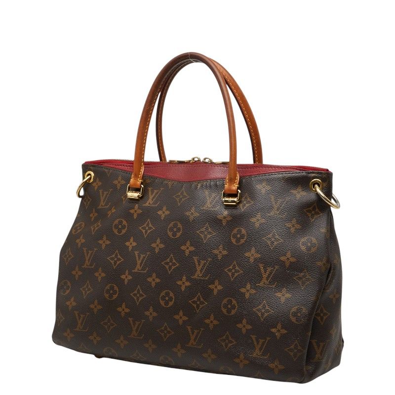 Louis Vuitton Monogram Pallas MM 2-Way Shoulder Bag Brown Red Leather