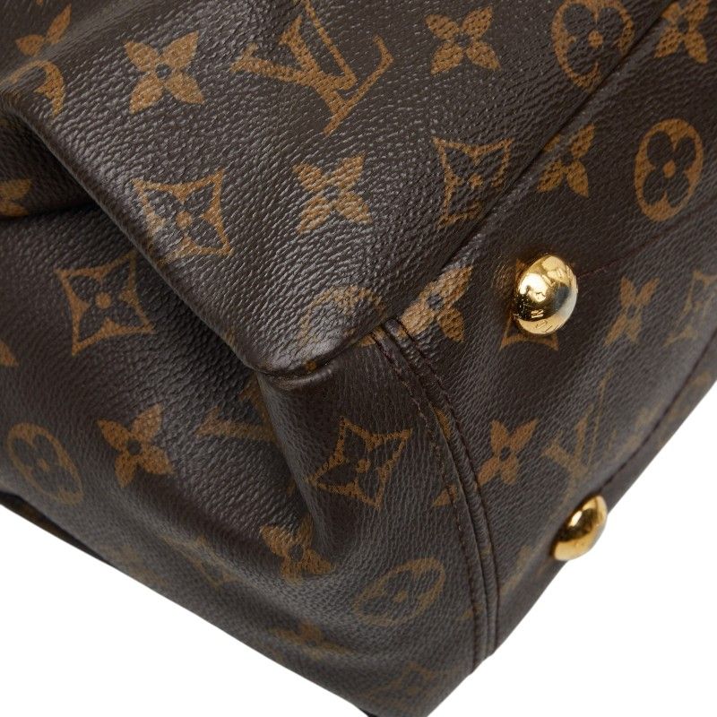 Louis Vuitton Monogram Pallas MM 2-Way Shoulder Bag Brown Red Leather