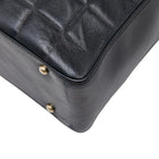 Chanel CC Logo Choco Bar Tote Shoulder Bag Black Lambskin