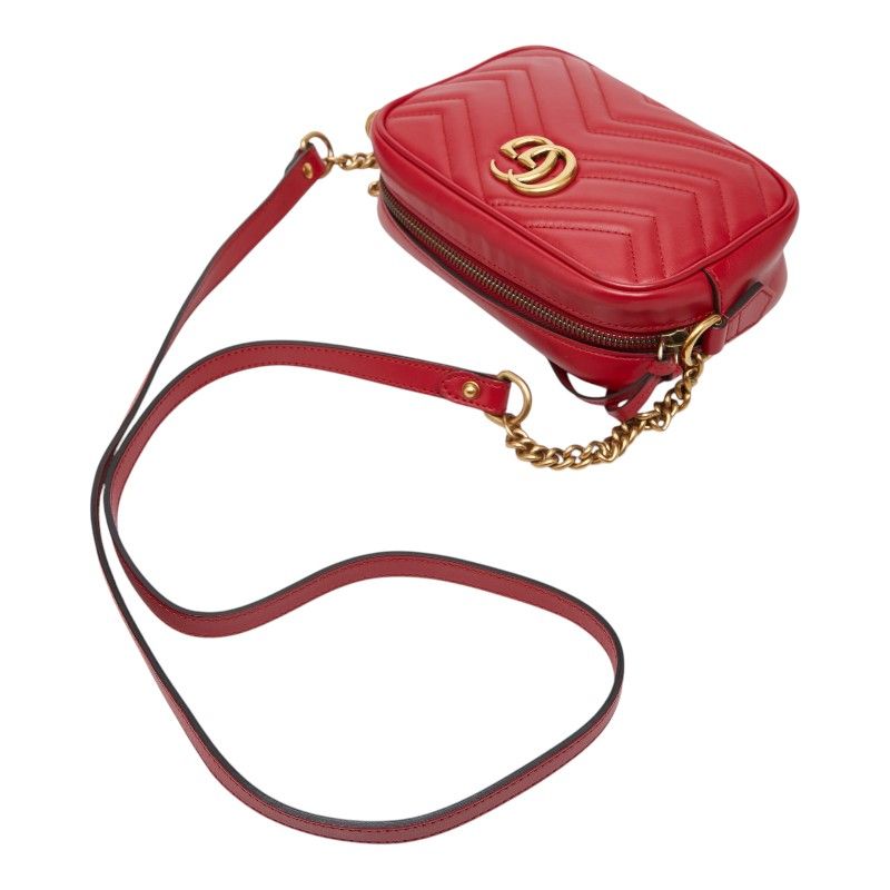 Gucci GG Marmont Crossbody Shoulder Bag Red Leather
