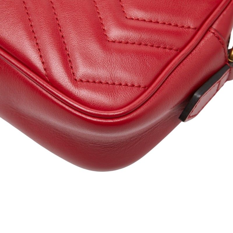 Gucci GG Marmont Crossbody Shoulder Bag Red Leather