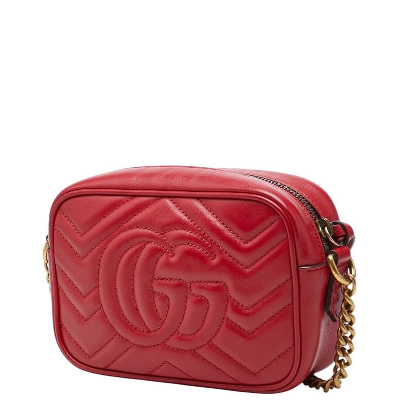 Gucci GG Marmont Crossbody Shoulder Bag Red Leather