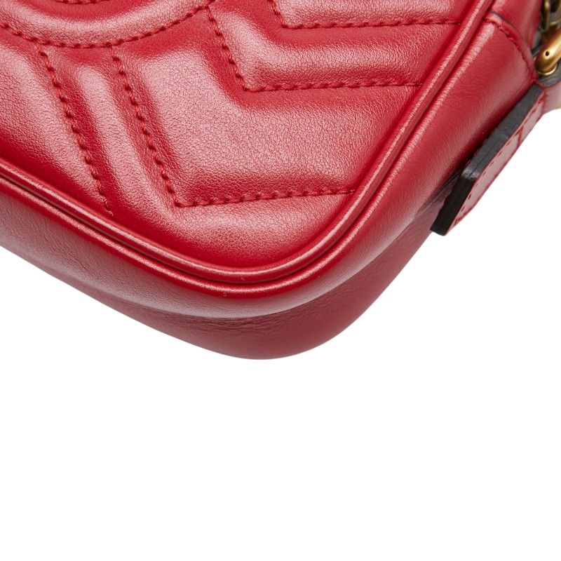 Gucci GG Marmont Crossbody Shoulder Bag Red Leather