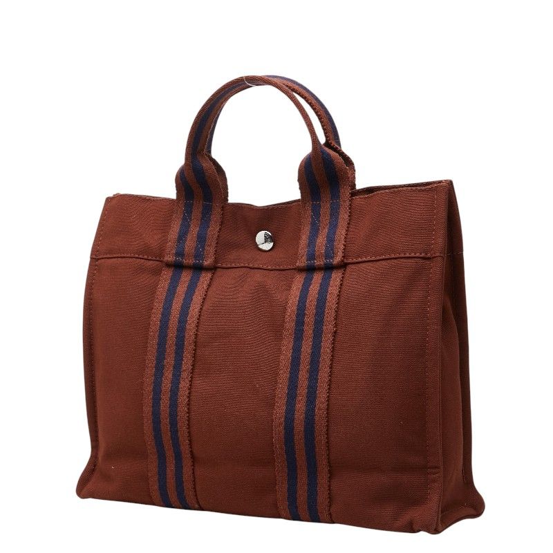 Hermes Fourre Tout PM Tote Bag Brown Canvas