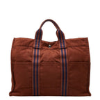 Hermes Full Toe MM Tote Bag Brown Canvas