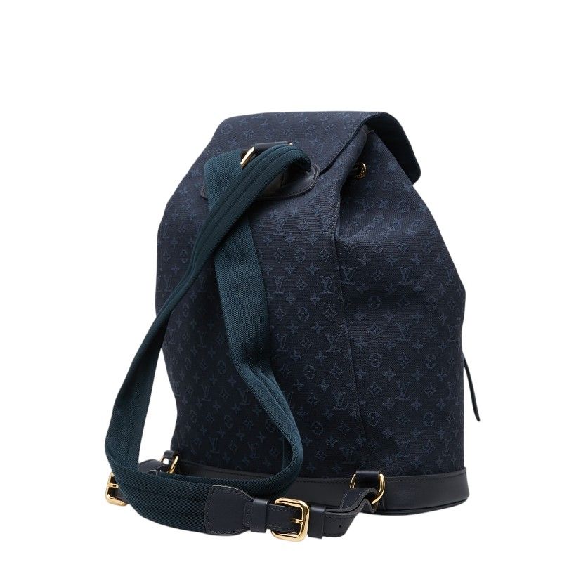 Louis Vuitton Monogram Mini Montsouris GM Backpack Navy Canvas Leather