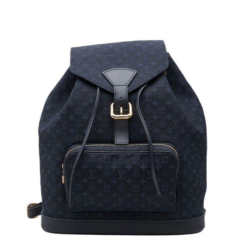 Louis Vuitton Monogram Mini Montsouris GM Backpack Navy Canvas Leather
