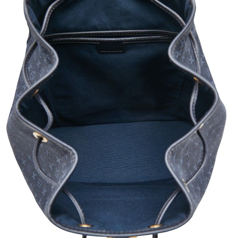 Louis Vuitton Monogram Mini Montsouris GM Backpack Navy Canvas Leather