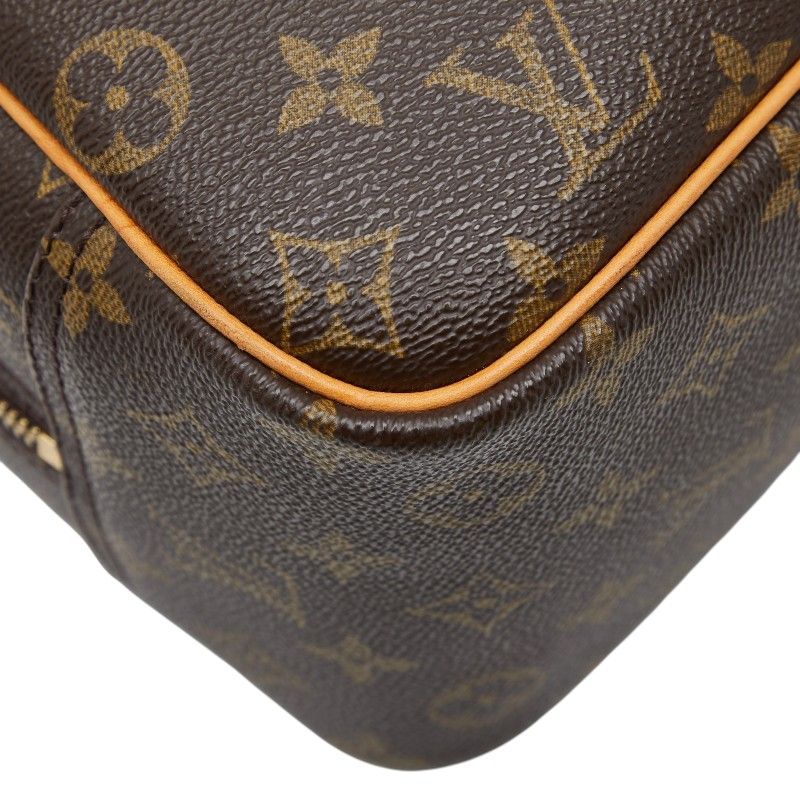Louis Vuitton Monogram Deauville Handbag Brown Leather