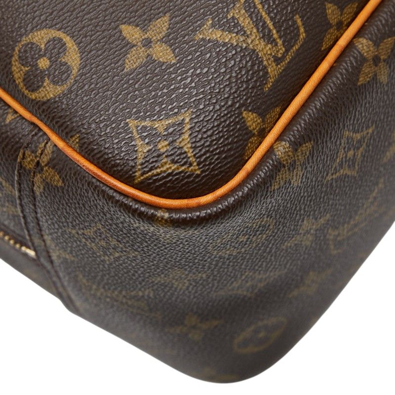 Louis Vuitton Monogram Deauville Handbag Brown Leather