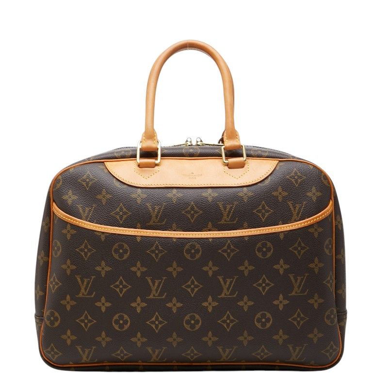 Louis Vuitton Monogram Deauville Handbag Brown Leather