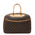 Louis Vuitton Monogram Deauville Handbag Brown Leather