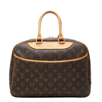 Louis Vuitton Monogram Deauville Handbag Brown Leather