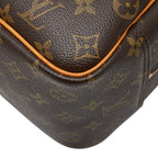 Louis Vuitton Monogram Deauville Handbag Brown Leather