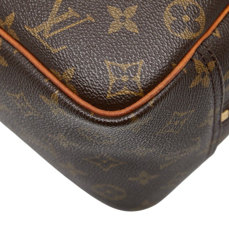 Louis Vuitton Monogram Deauville Handbag Brown Leather