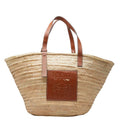 Loewe Classic Basket Large Tote Shoulder Bag Beige Brown Raffia Calfskin