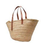 Loewe Classic Basket Large Tote Shoulder Bag Beige Brown Raffia Calfskin