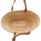 Loewe Classic Basket Large Tote Shoulder Bag Beige Brown Raffia Calfskin
