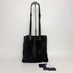 Prada Tassel Drawstring Shoulder Bag Suede Leather Black Vintage