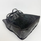 Prada Tassel Drawstring Shoulder Bag Suede Leather Black Vintage