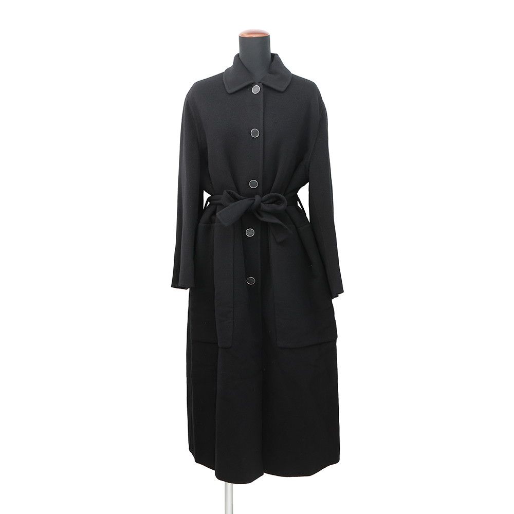 Hermes Coat Double Face Wrap Cashmere 34 Black