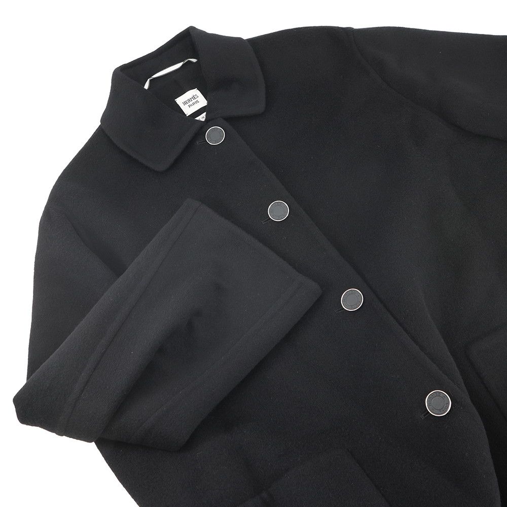 Hermes Coat Double Face Wrap Cashmere 34 Black — view 3