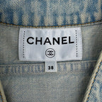 Chanel Jacket Denim Long CC Logo Coco Button Cotton 38 — view 8