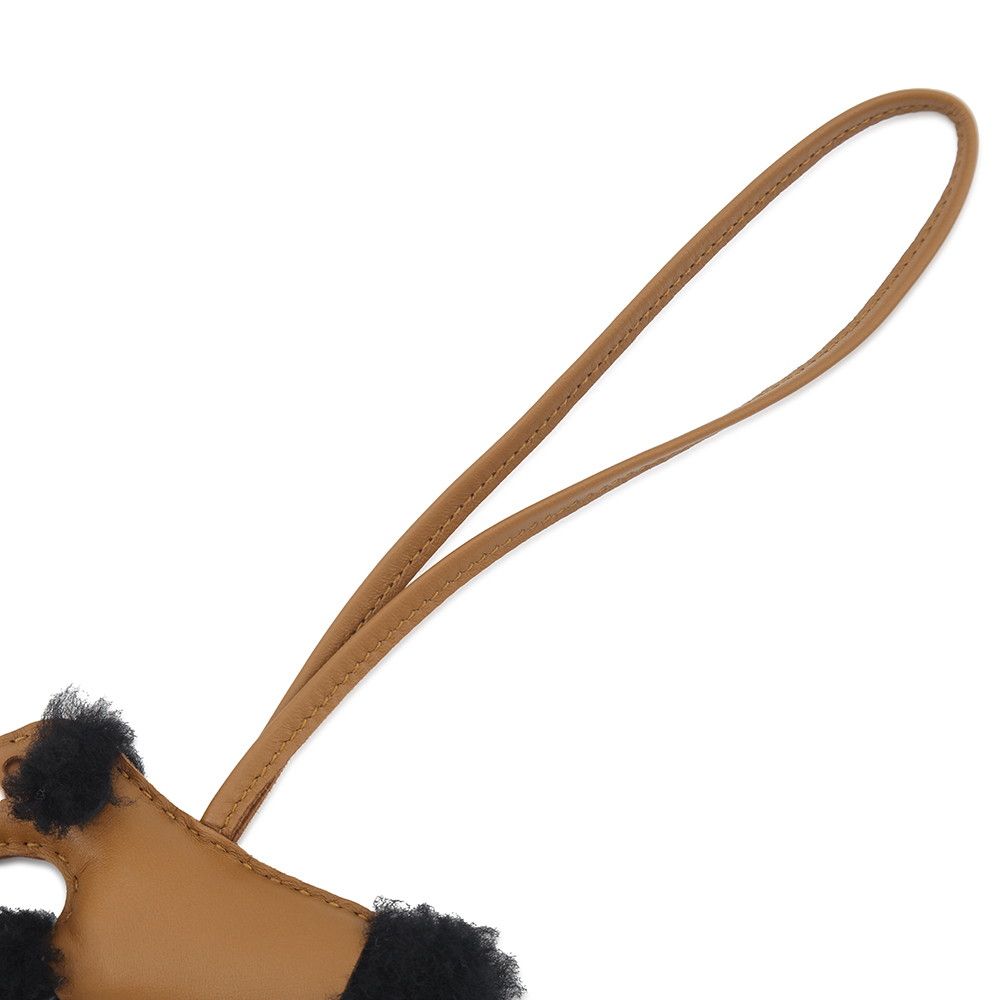 Hermes Bag Charm Buddy Craft Black Lambskin Shearling