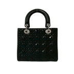 Dior Lady Dior Cannage Stitch Patent Leather 2-Way Shoulder Bag Black