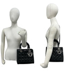 Dior Lady Dior Cannage Stitch Patent Leather 2-Way Shoulder Bag Black