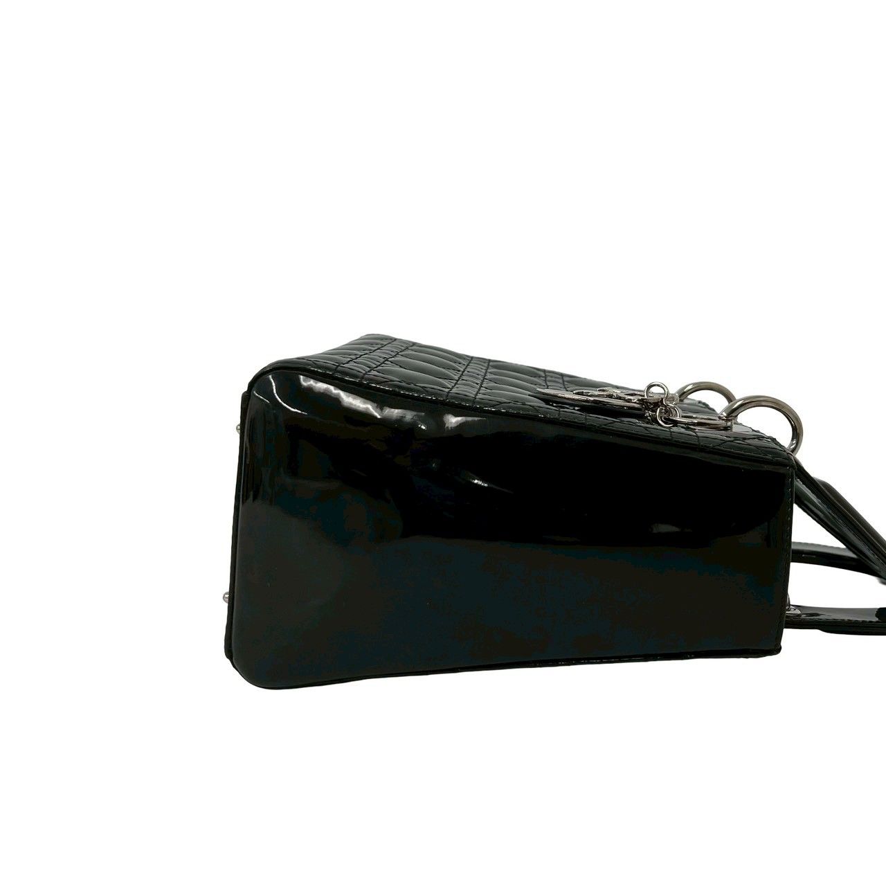 Dior Lady Dior Cannage Stitch Patent Leather 2-Way Shoulder Bag Black