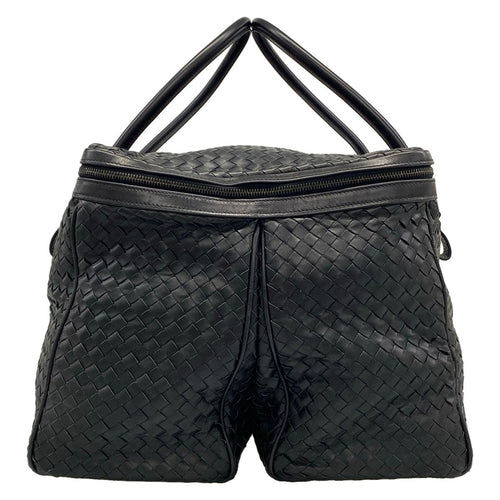 Bottega Veneta Boston Bag Intrecciato Black Leather