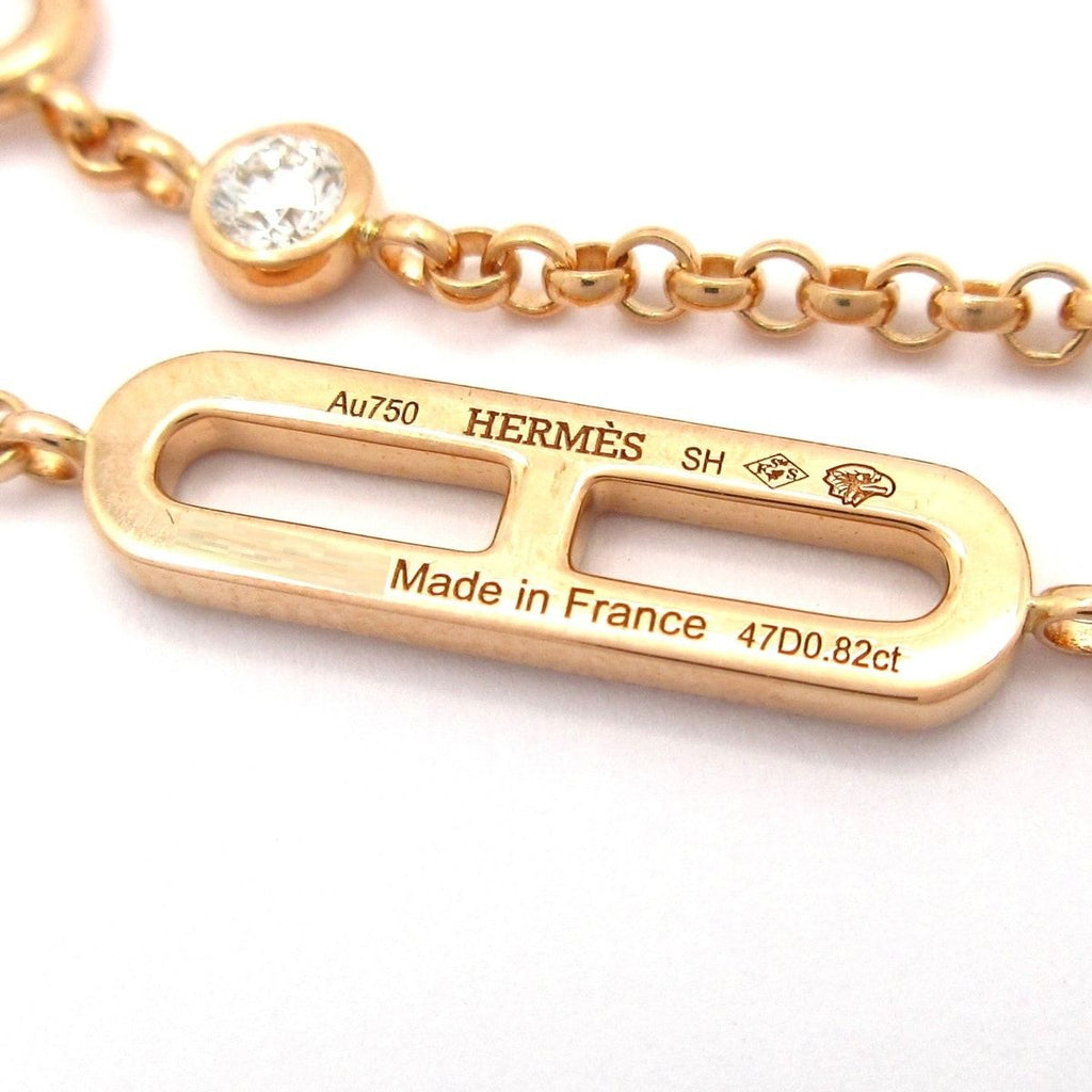 Hermes Bracelet Chaine D'ancre Chaos 18k Pink Gold Diamond Black Jade Spinel