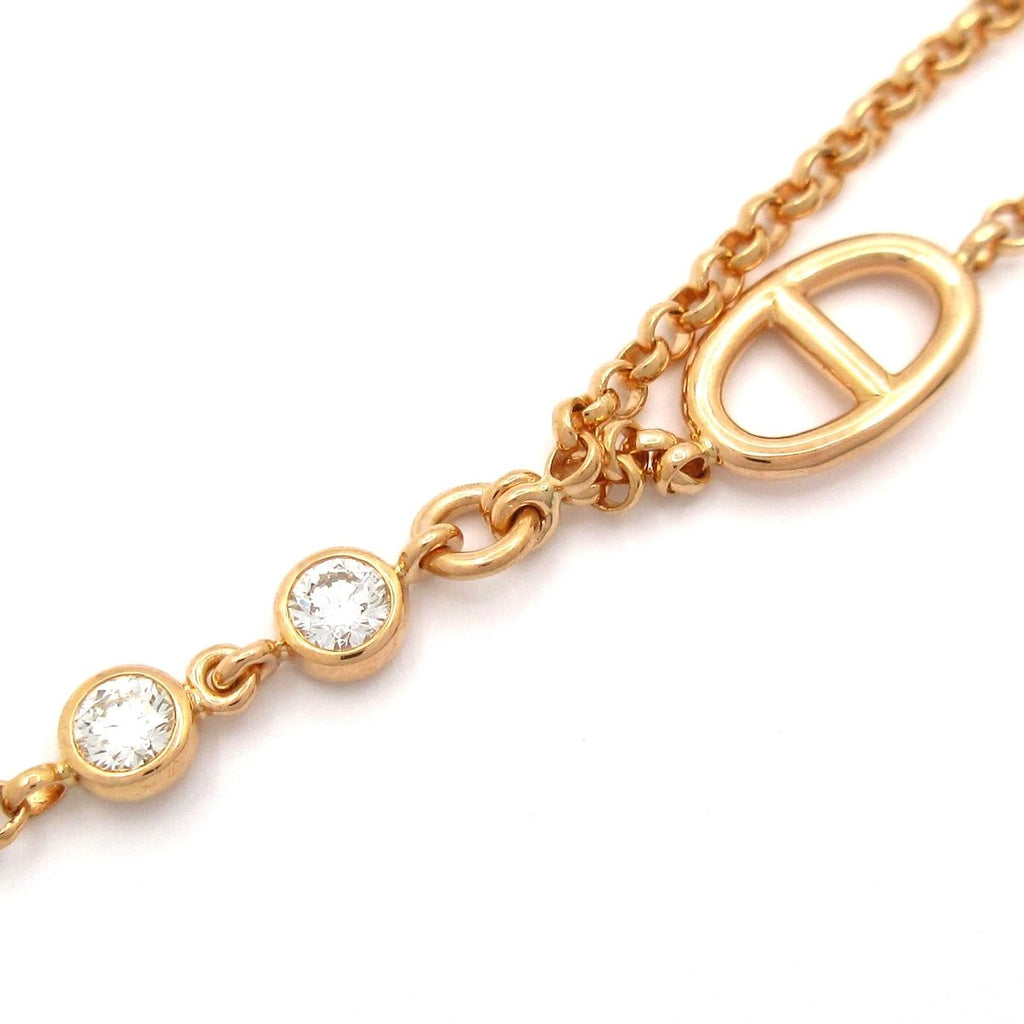 Hermes Bracelet Chaine D'ancre Chaos 18k Pink Gold Diamond Black Jade Spinel